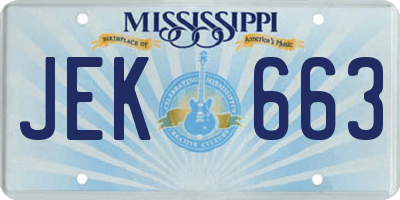 MS license plate JEK663