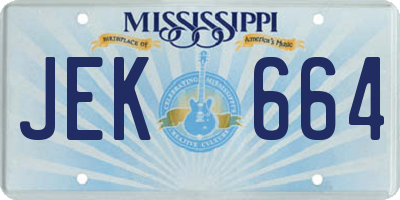 MS license plate JEK664