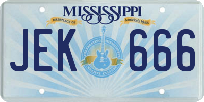 MS license plate JEK666