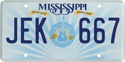 MS license plate JEK667