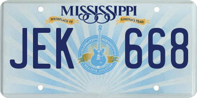 MS license plate JEK668