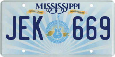 MS license plate JEK669