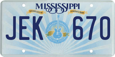 MS license plate JEK670