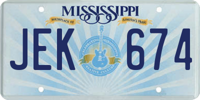 MS license plate JEK674