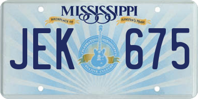 MS license plate JEK675