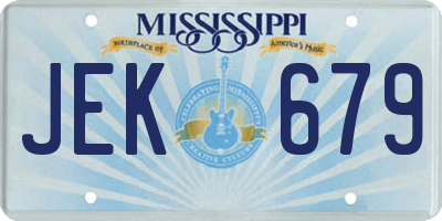 MS license plate JEK679