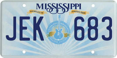 MS license plate JEK683