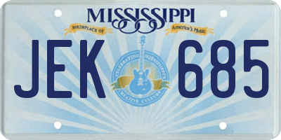 MS license plate JEK685