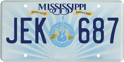 MS license plate JEK687