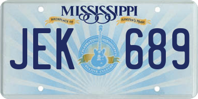 MS license plate JEK689