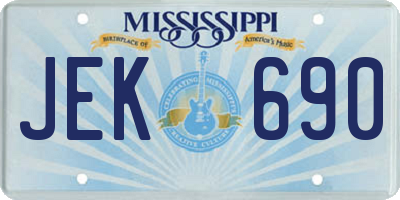 MS license plate JEK690