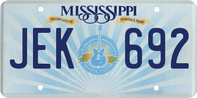 MS license plate JEK692
