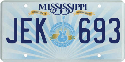 MS license plate JEK693