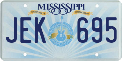 MS license plate JEK695