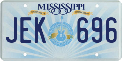 MS license plate JEK696