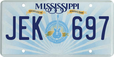 MS license plate JEK697