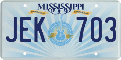 MS license plate JEK703