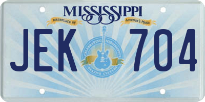 MS license plate JEK704
