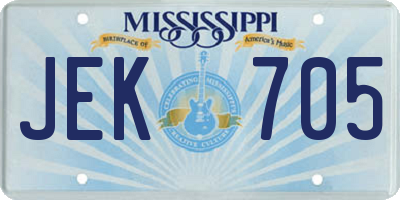 MS license plate JEK705