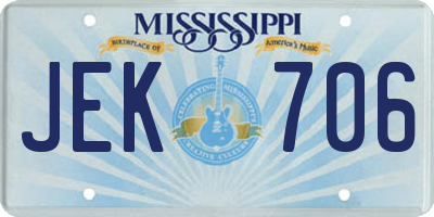 MS license plate JEK706