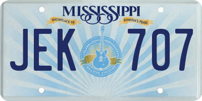 MS license plate JEK707