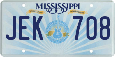 MS license plate JEK708