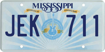 MS license plate JEK711