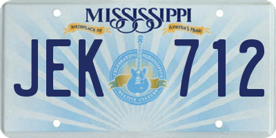 MS license plate JEK712