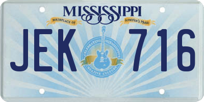 MS license plate JEK716