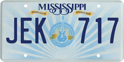 MS license plate JEK717