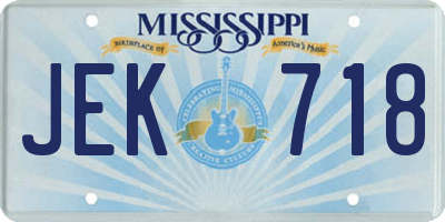 MS license plate JEK718