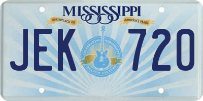 MS license plate JEK720