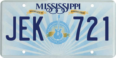 MS license plate JEK721