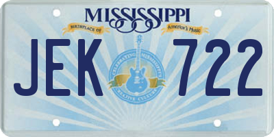 MS license plate JEK722