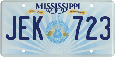 MS license plate JEK723
