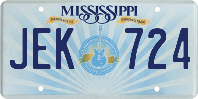 MS license plate JEK724