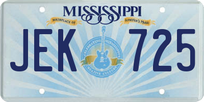 MS license plate JEK725