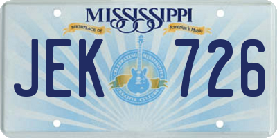 MS license plate JEK726