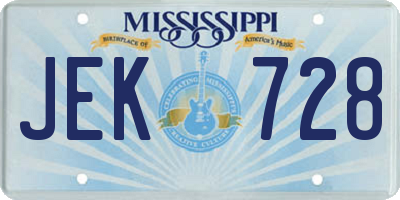 MS license plate JEK728