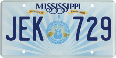 MS license plate JEK729