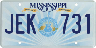 MS license plate JEK731