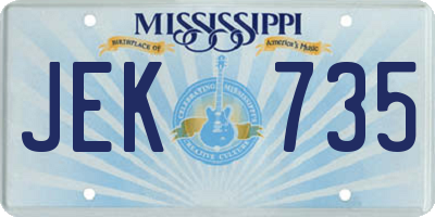 MS license plate JEK735