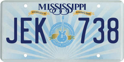 MS license plate JEK738