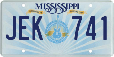 MS license plate JEK741