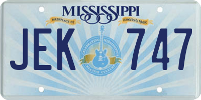 MS license plate JEK747