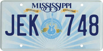 MS license plate JEK748