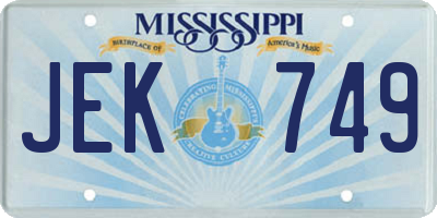 MS license plate JEK749