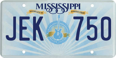 MS license plate JEK750