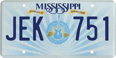 MS license plate JEK751