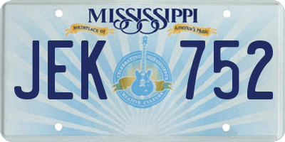 MS license plate JEK752